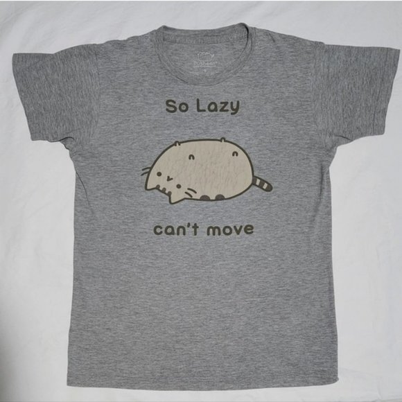 Pusheen Cat So Lazy Can't Move Cute Kawaii Graphic Tee Unisex - Picture 2 of 6